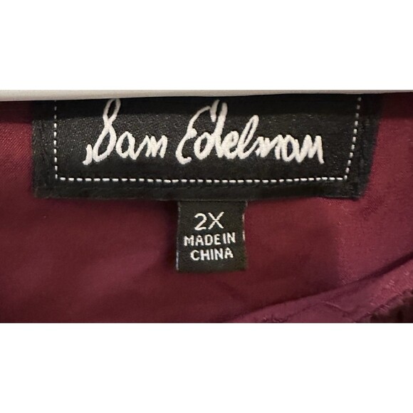 Sam Edelman Women’s size 2X A-line Smocked Waist Mini Dress Burgundy Satin - Picture 3 of 4